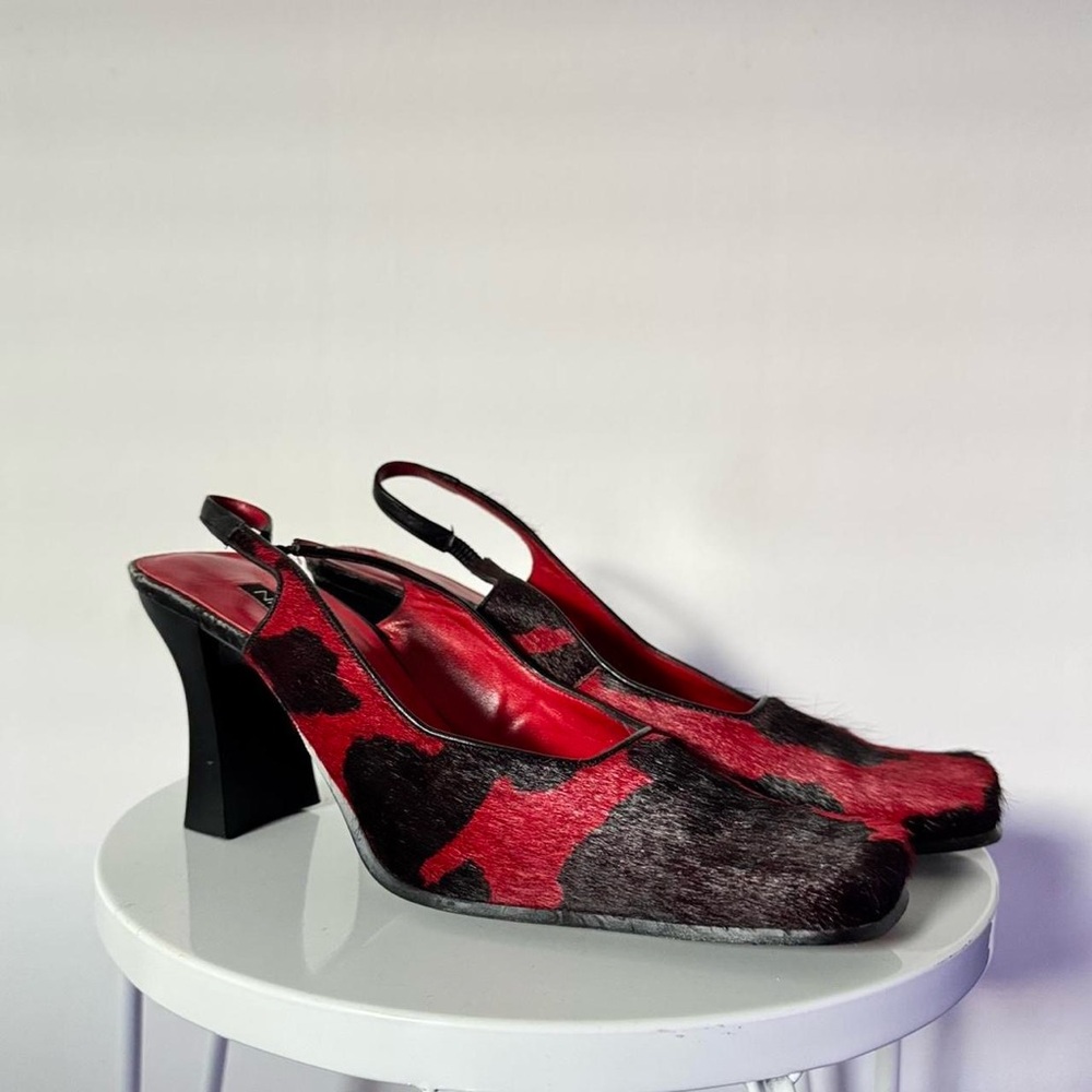 Nine West Red and Black Slingback Heels
